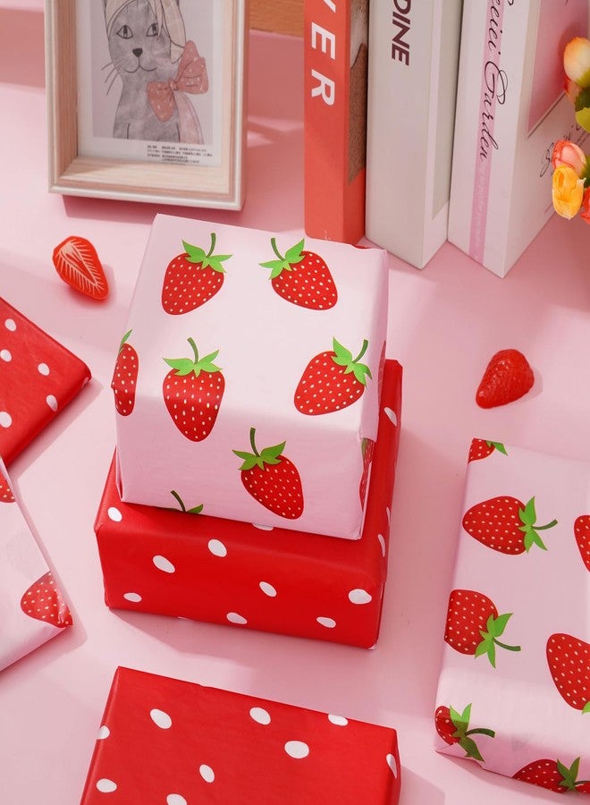Whaline 100 Sheet Strawberry Tissue Paper Red Pink Strawberry Dots Gift Wrapping Paper Sweet Fruity DIY Craft Paper for Holiday Party Wedding Birthday Home Office School Decoration, 14 x 20 Inch - Image 5